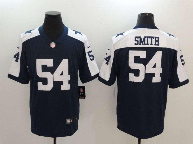 Men Dallas Cowboys 54 Smith Blue Thanksgiving Nike Vapor Untouchable Limited NFL Jersey